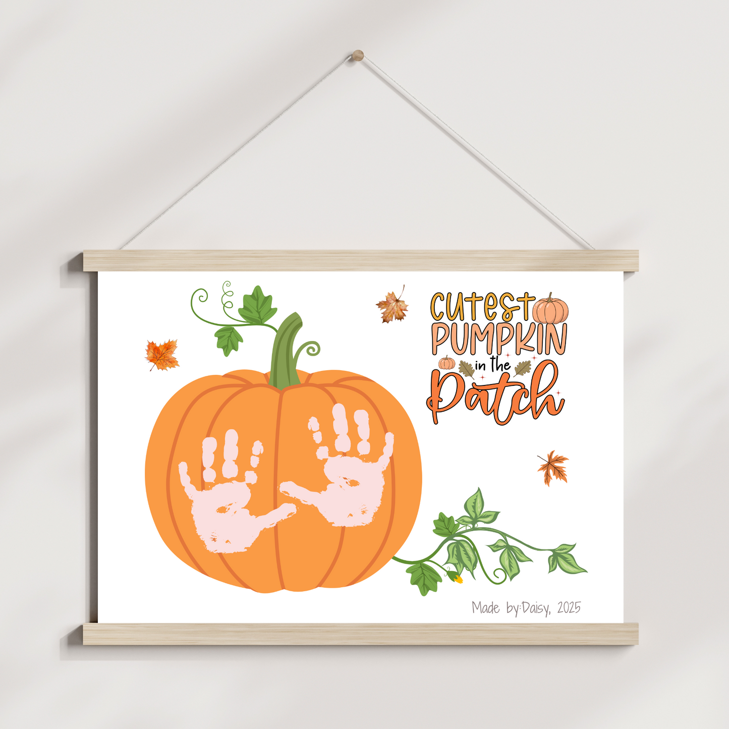Pumpkin Handprint Craft Printable, Fall Activity DIY Art for Kids