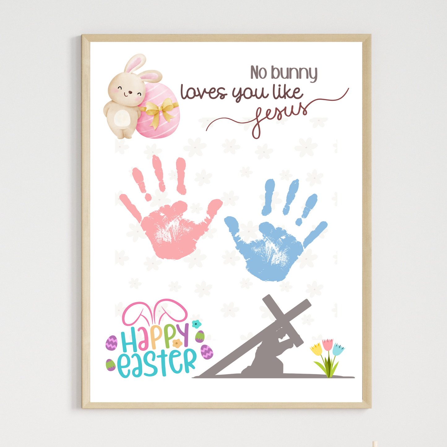Happy Easter Handprint Craft Printable, DIY Gift Religious Christian Art for Kids Sunday School Activity