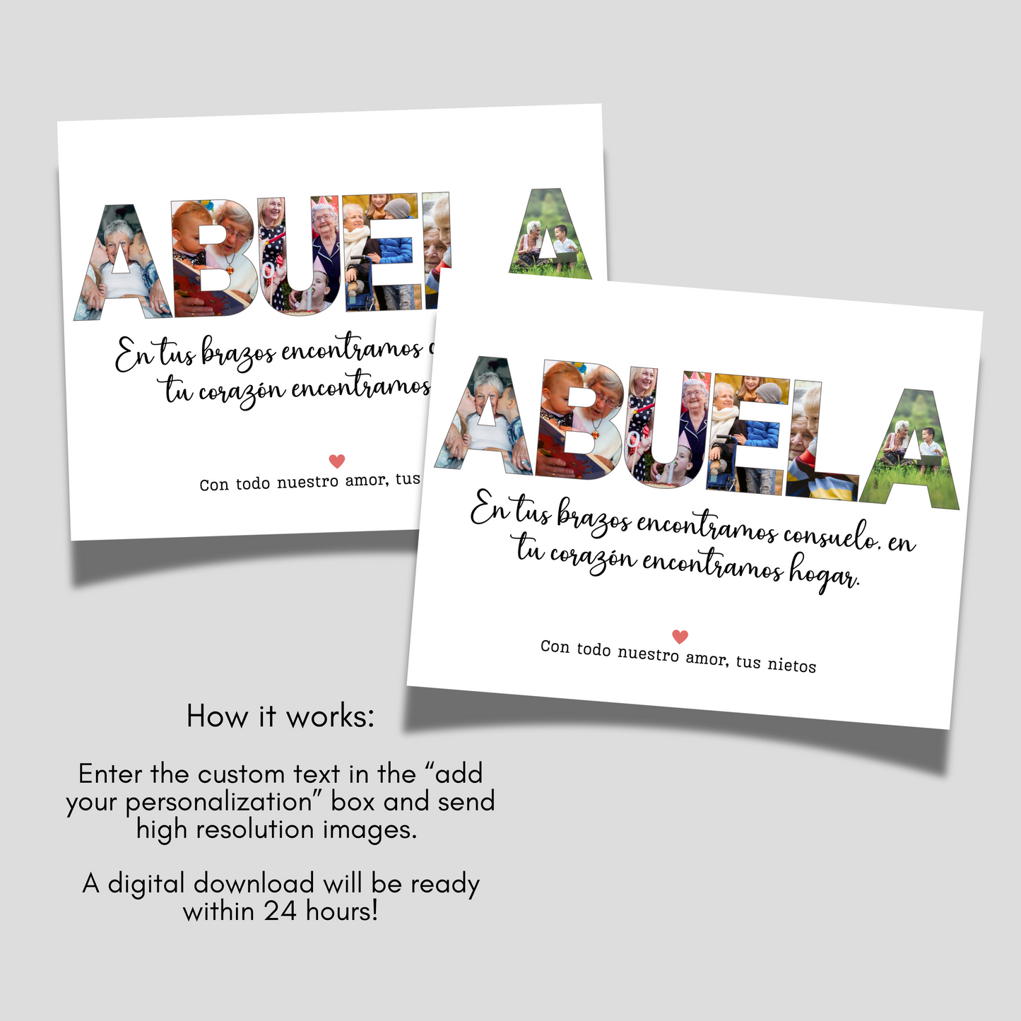 Custom Abuela Photo Collage Printable, Personalized Grandma Gift from Grandkids Kids
