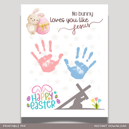 Happy Easter Handprint Craft Printable, DIY Gift Religious Christian Art for Kids