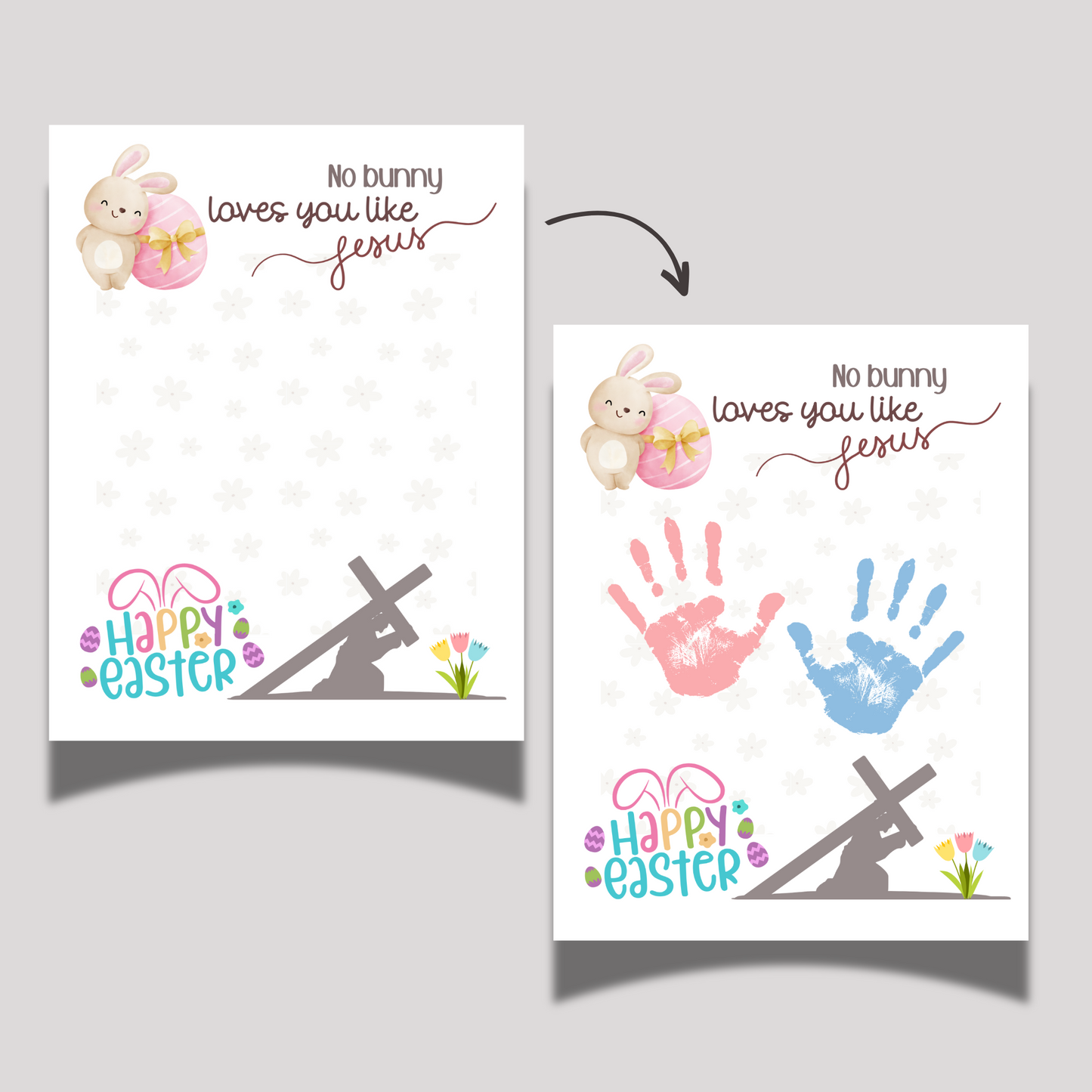 Happy Easter Handprint Craft Printable, DIY Gift Religious Christian Art for Kids Sunday School Activity