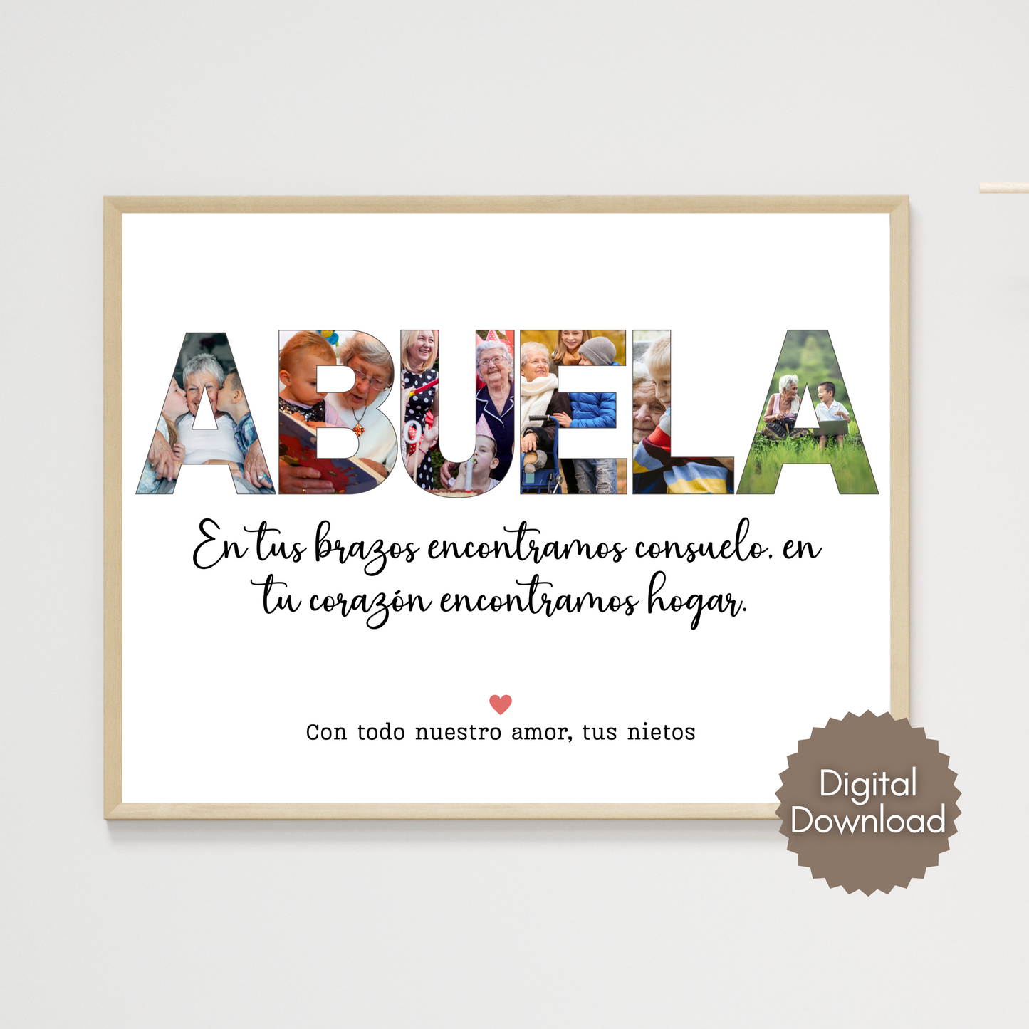 Custom Abuela Photo Collage Printable, Personalized Grandma Gift from Grandkids Kids