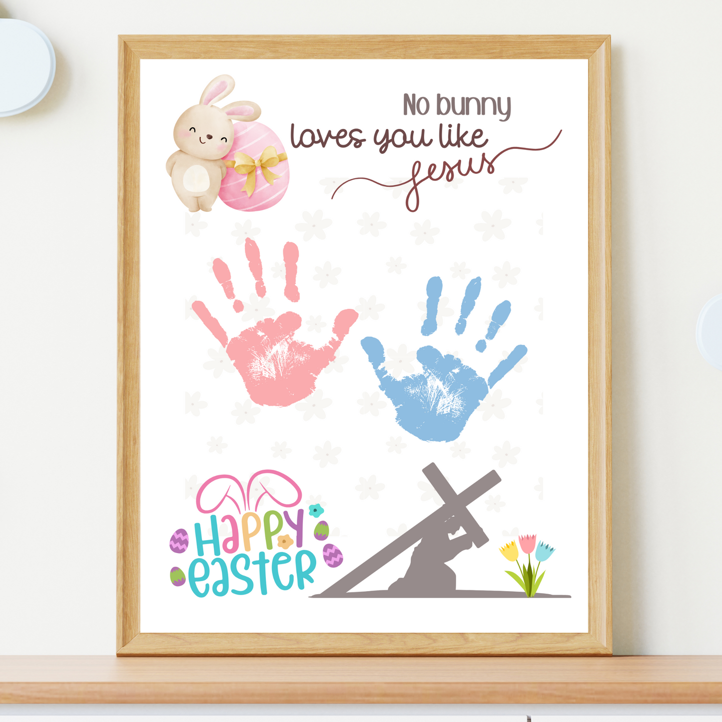 Happy Easter Handprint Craft Printable, DIY Gift Religious Christian Art for Kids Sunday School Activity