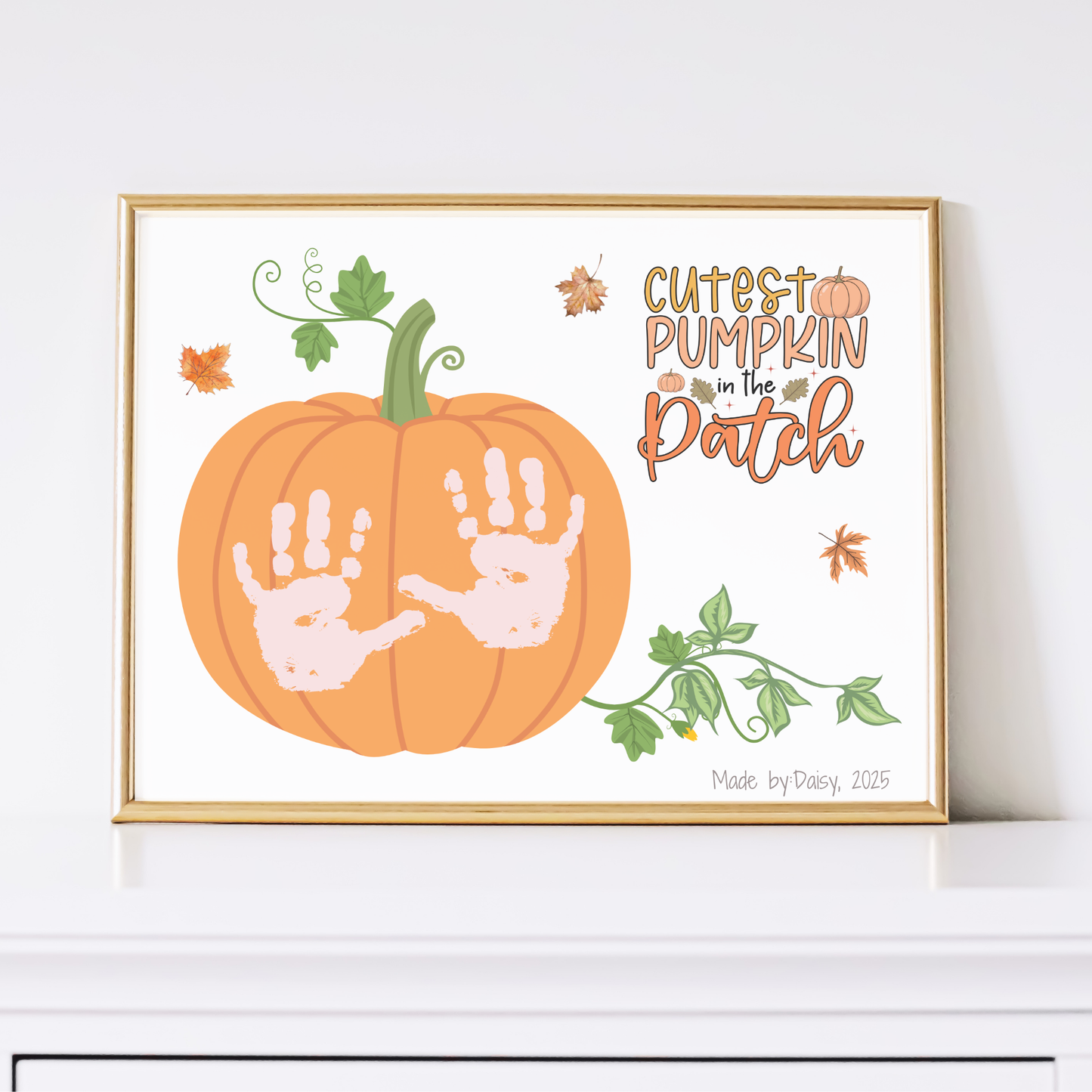 Pumpkin Handprint Craft Printable, Fall Activity DIY Art for Kids