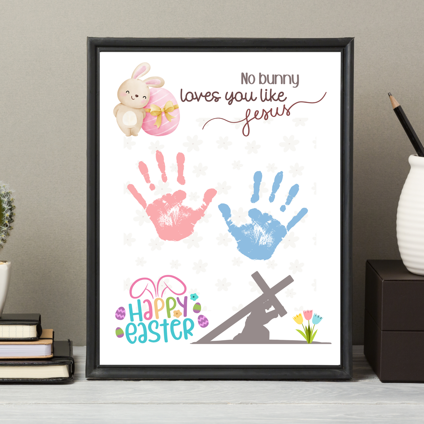 Happy Easter Handprint Craft Printable, DIY Gift Religious Christian Art for Kids Sunday School Activity