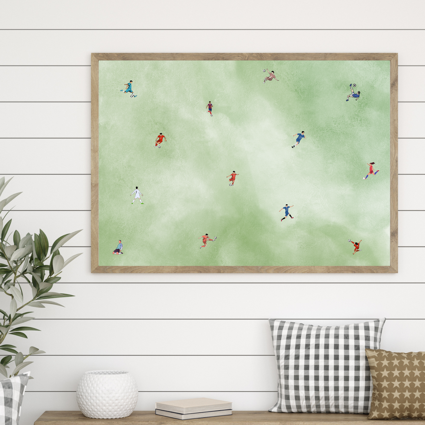 Soccer Wall Art Print Minimalist Tiny Players Poster