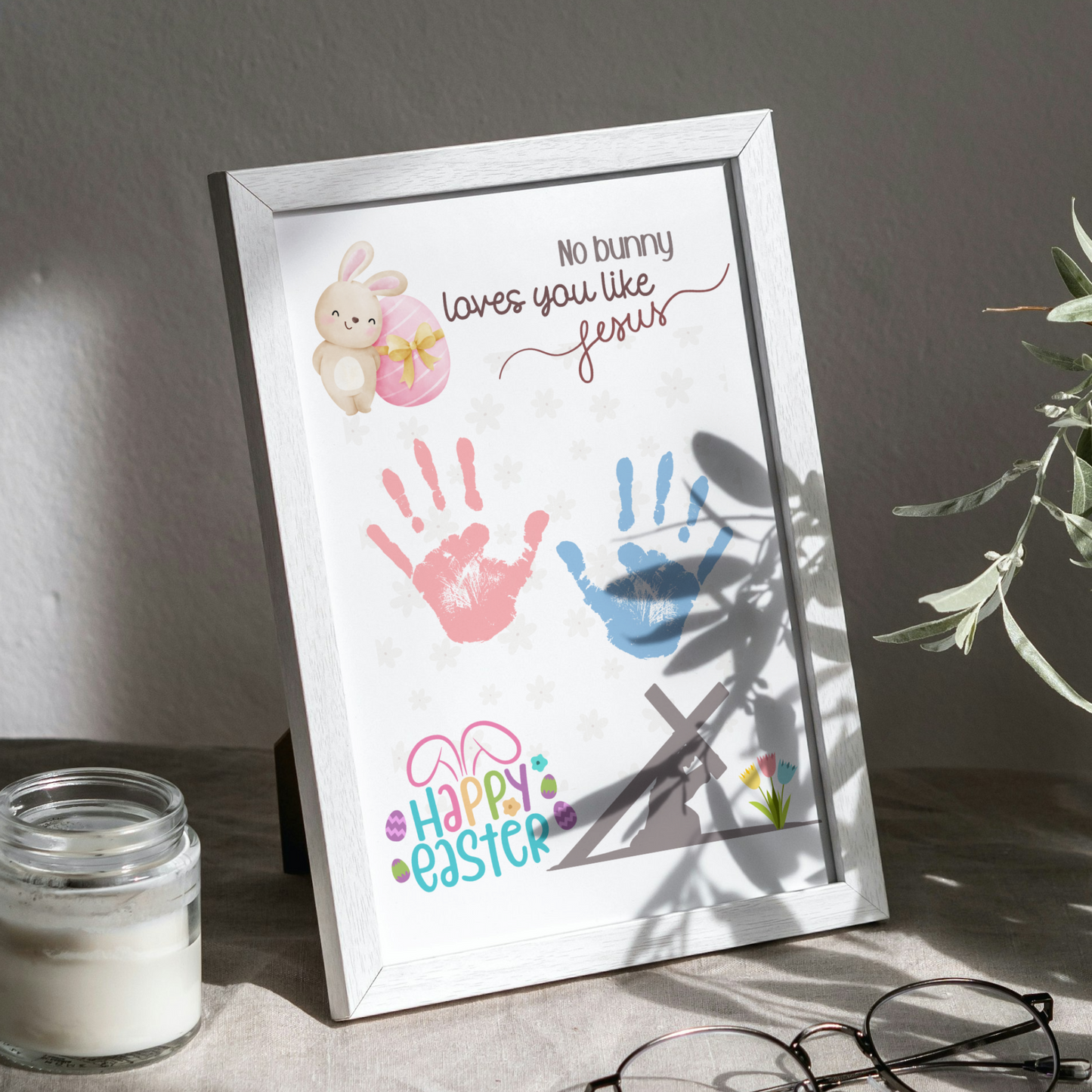 Happy Easter Handprint Craft Printable, DIY Gift Religious Christian Art for Kids Sunday School Activity