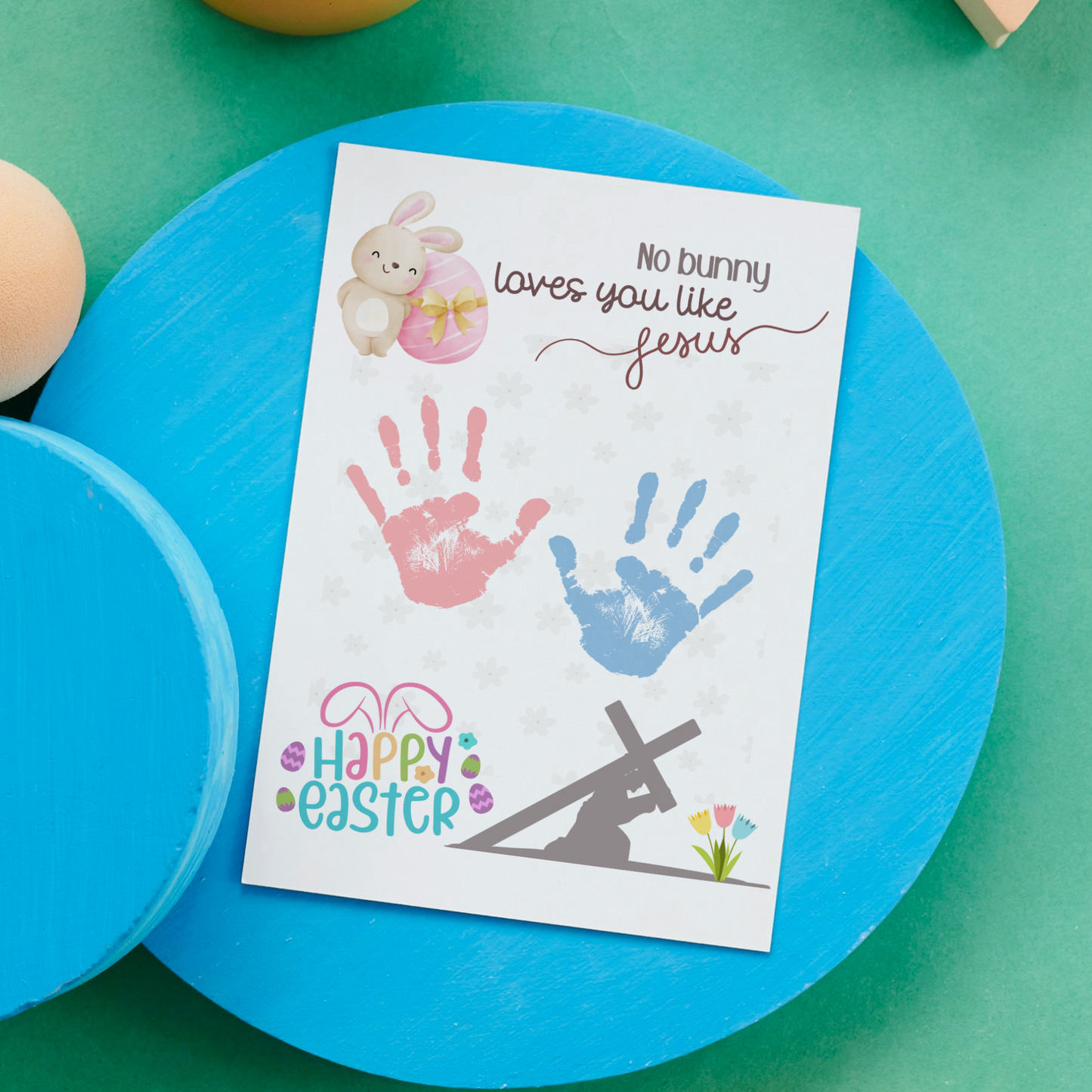 Happy Easter Handprint Craft Printable, DIY Gift Religious Christian Art for Kids Sunday School Activity