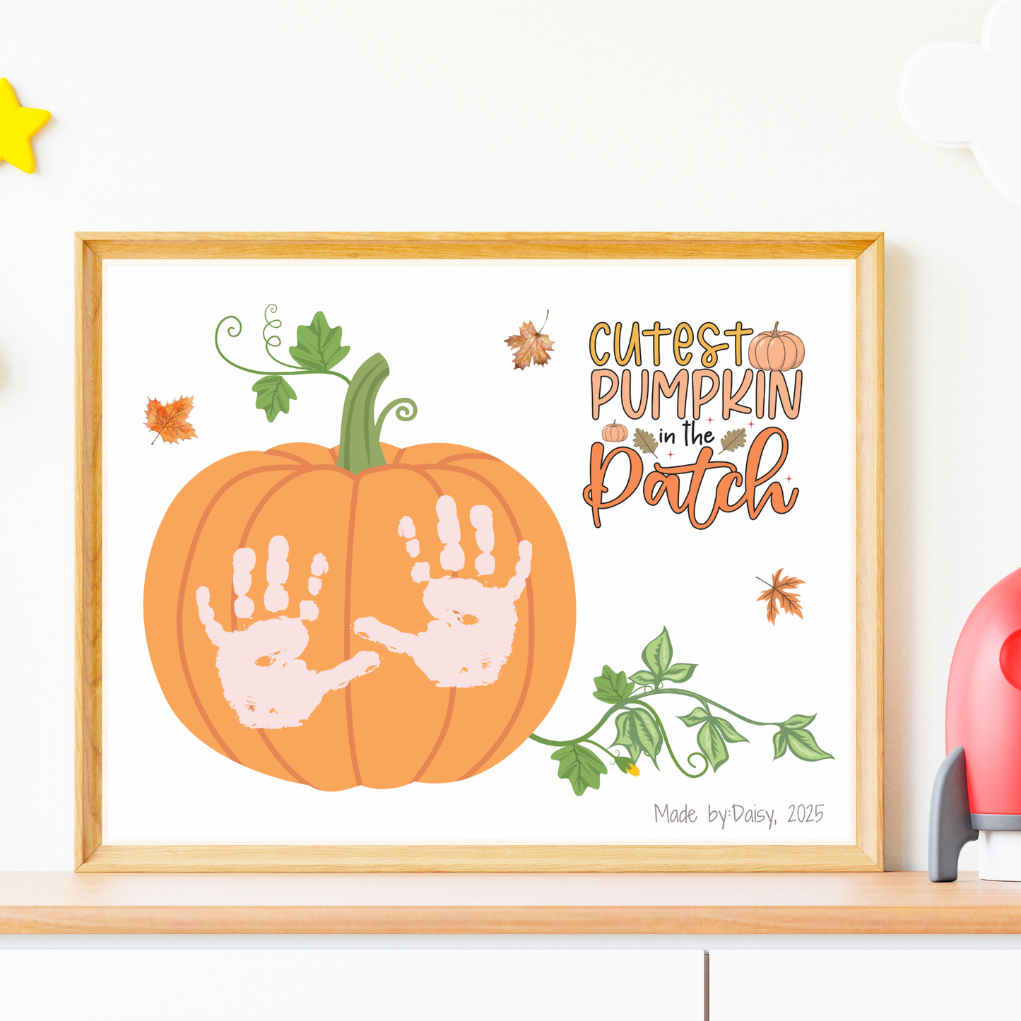 Pumpkin Handprint Craft Printable, Fall Activity DIY Art for Kids