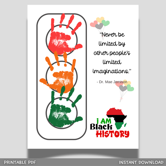 Black History Month Handprint Crafts Printable, DIY Art Kids Activity