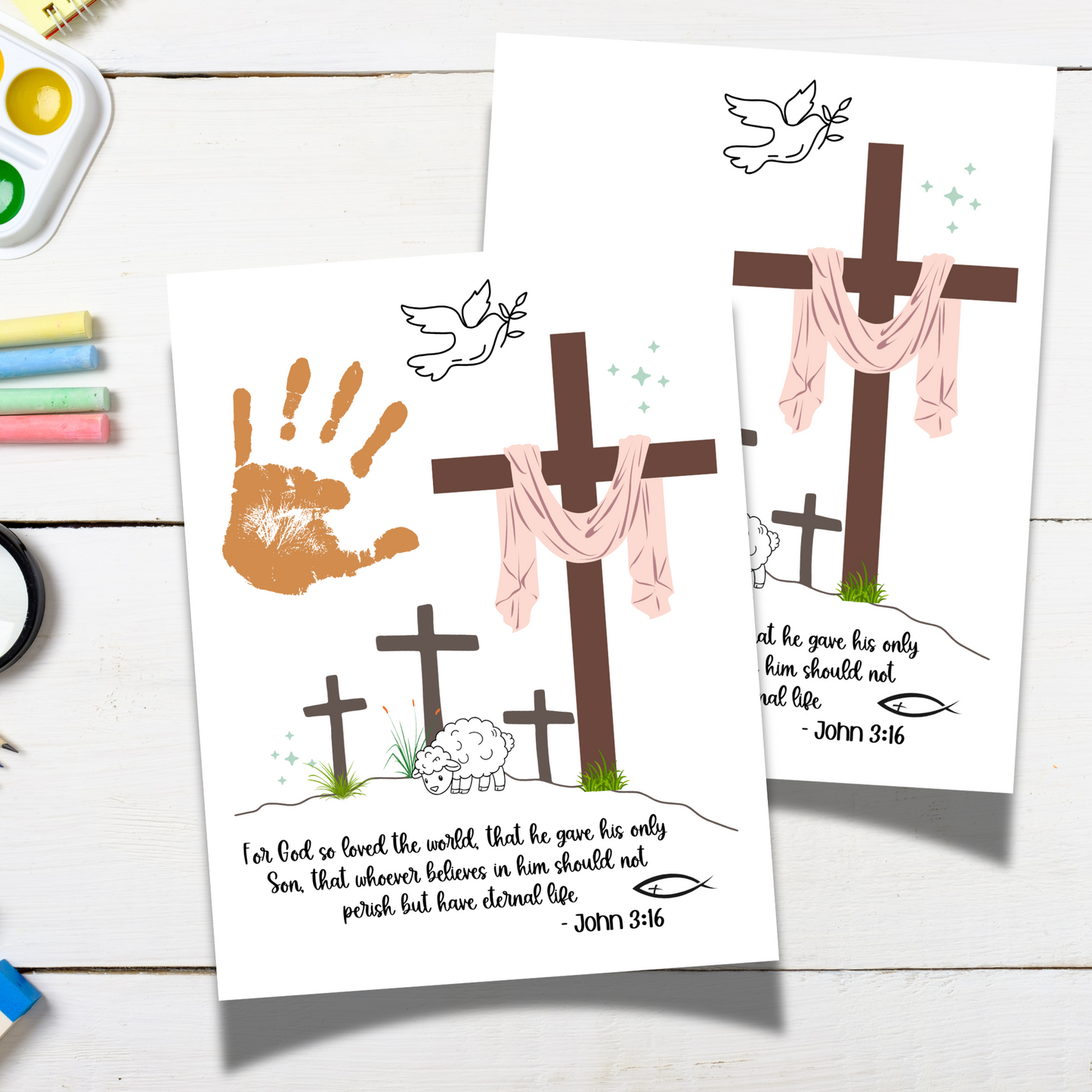 Christian Easter Handprint Craft Printable, Religious DIY Art for Kids Sunday School Activity