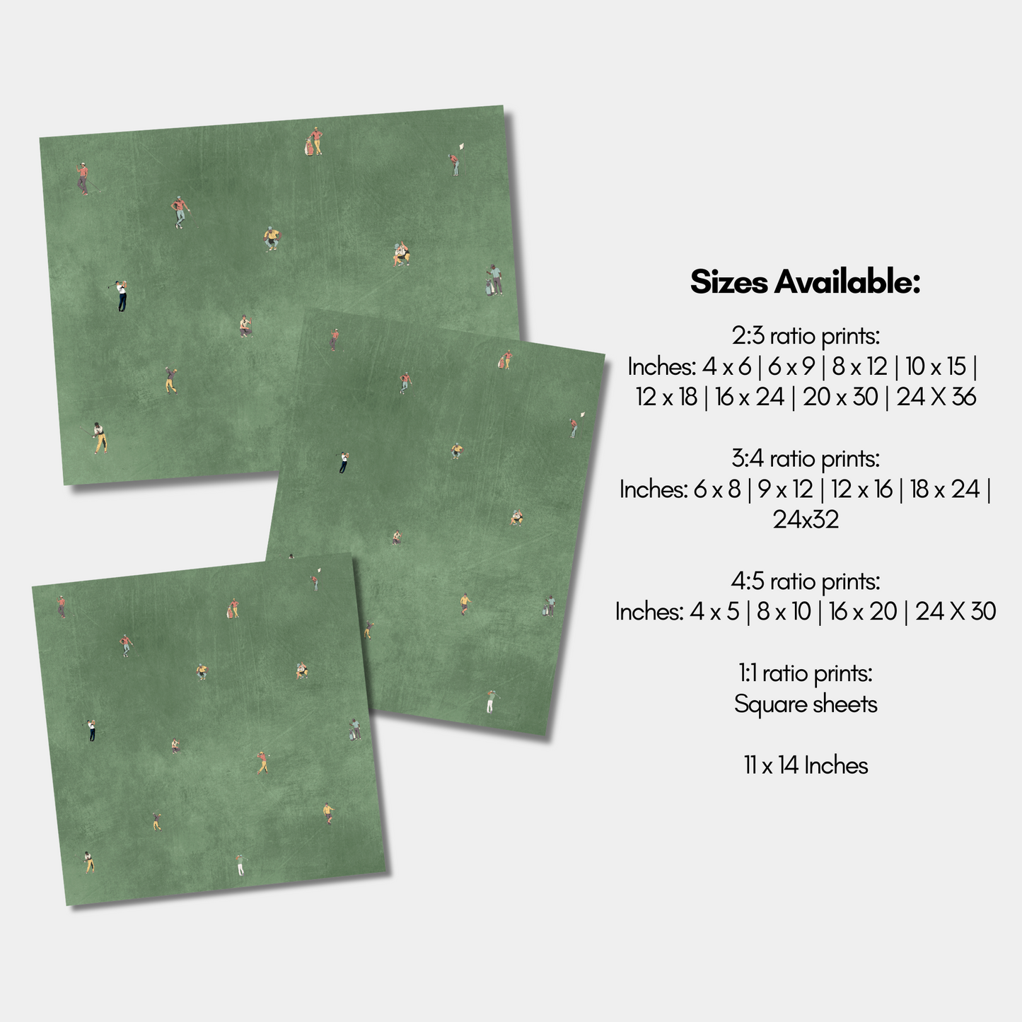 Tiny Golfers Poster Print Minimalist Wall Art Gift