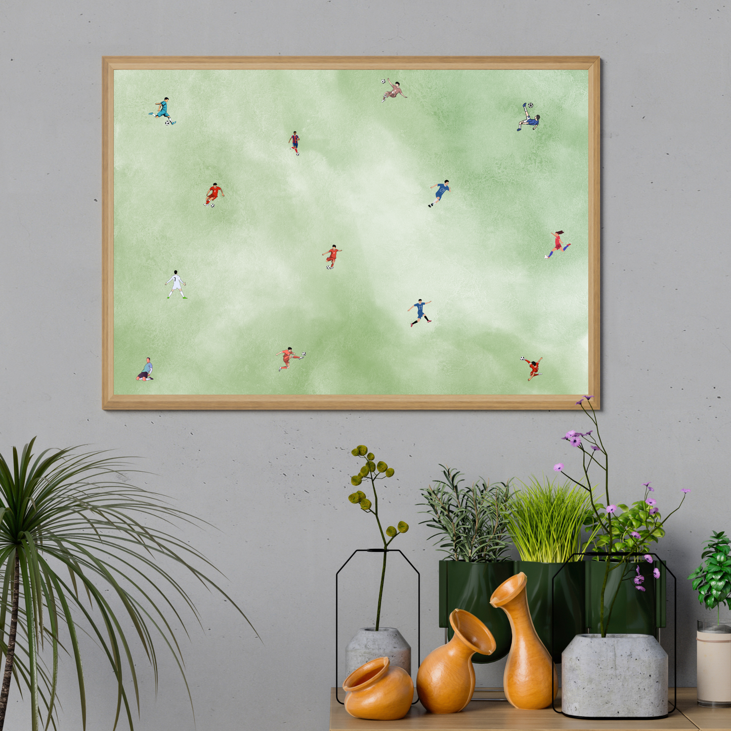 Soccer Wall Art Print Minimalist Tiny Players Poster