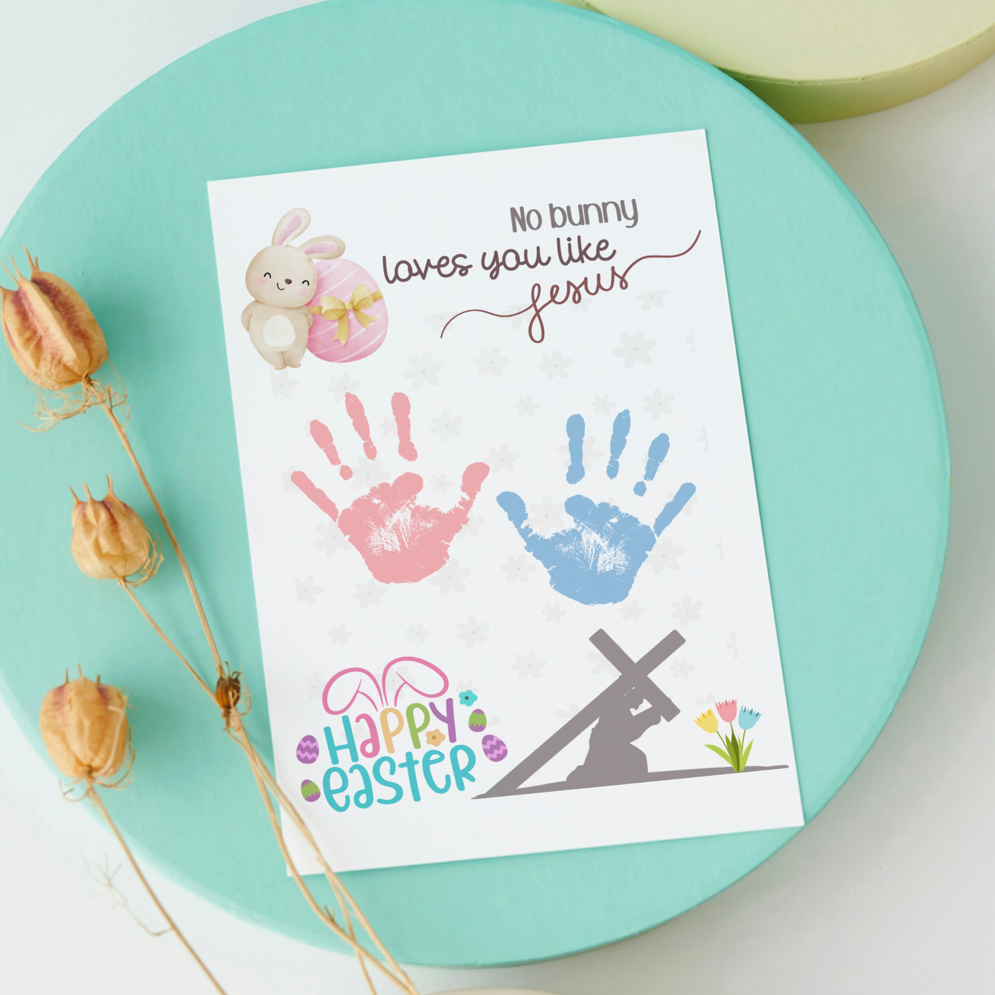 Happy Easter Handprint Craft Printable, DIY Gift Religious Christian Art for Kids Sunday School Activity