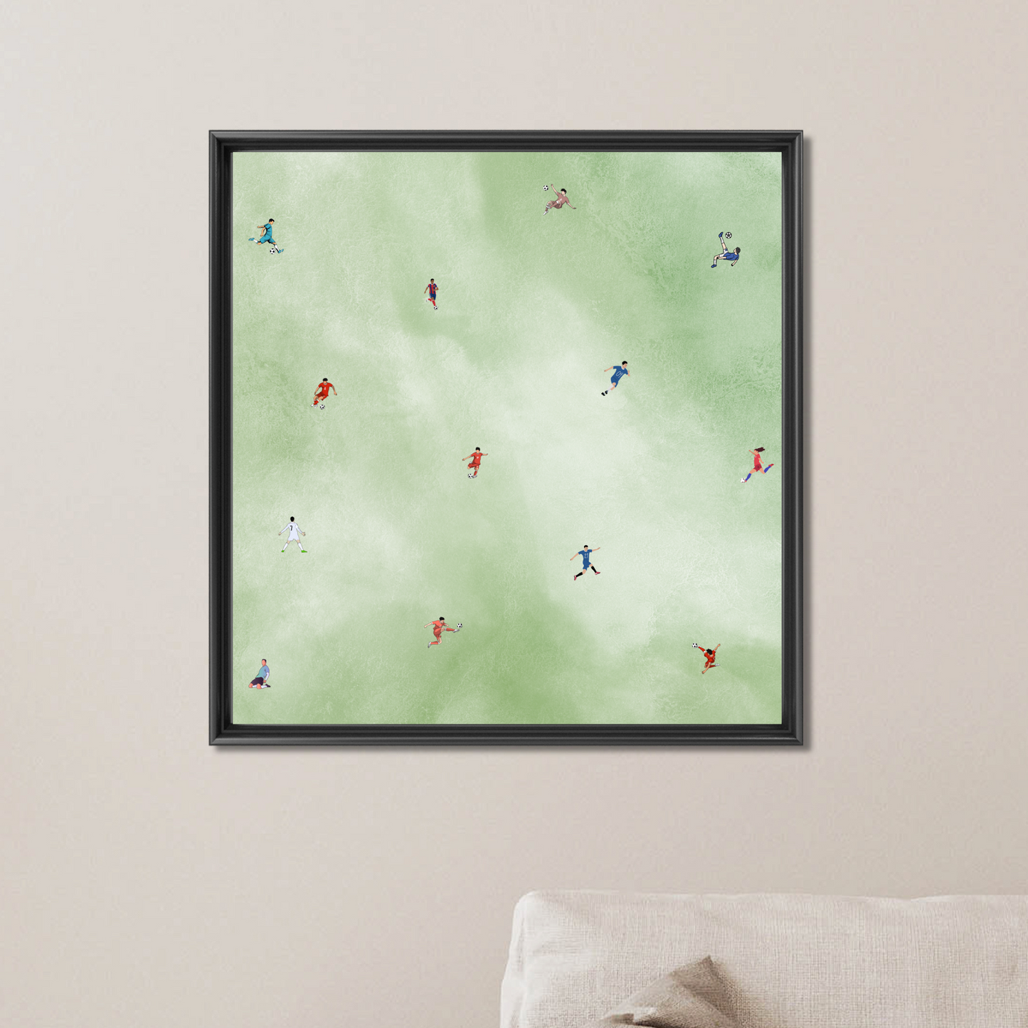 Soccer Wall Art Print Minimalist Tiny Players Poster
