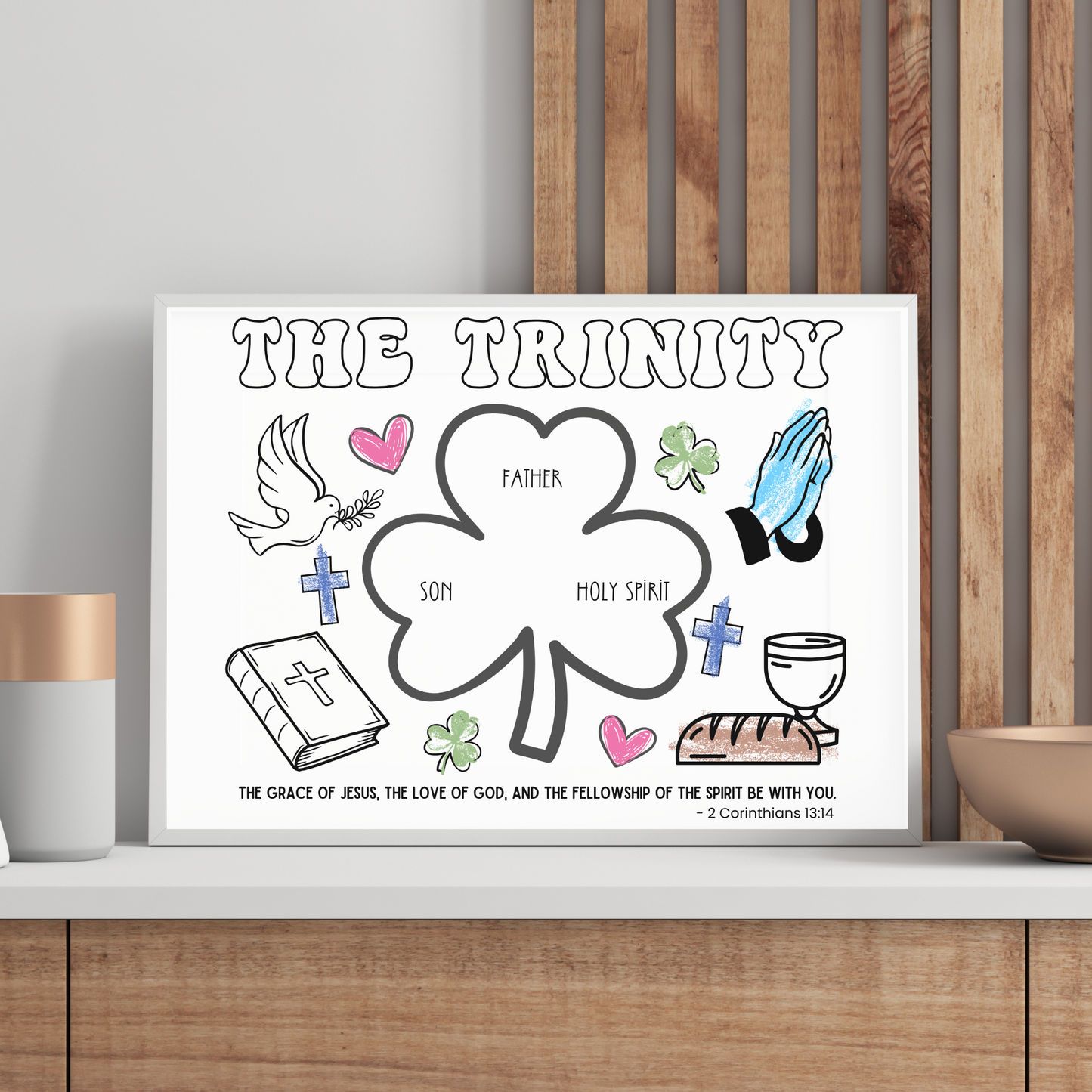 Holy Trinity Christian Coloring Page Printable Kids Activity Jesus Bible Lesson Keepsake