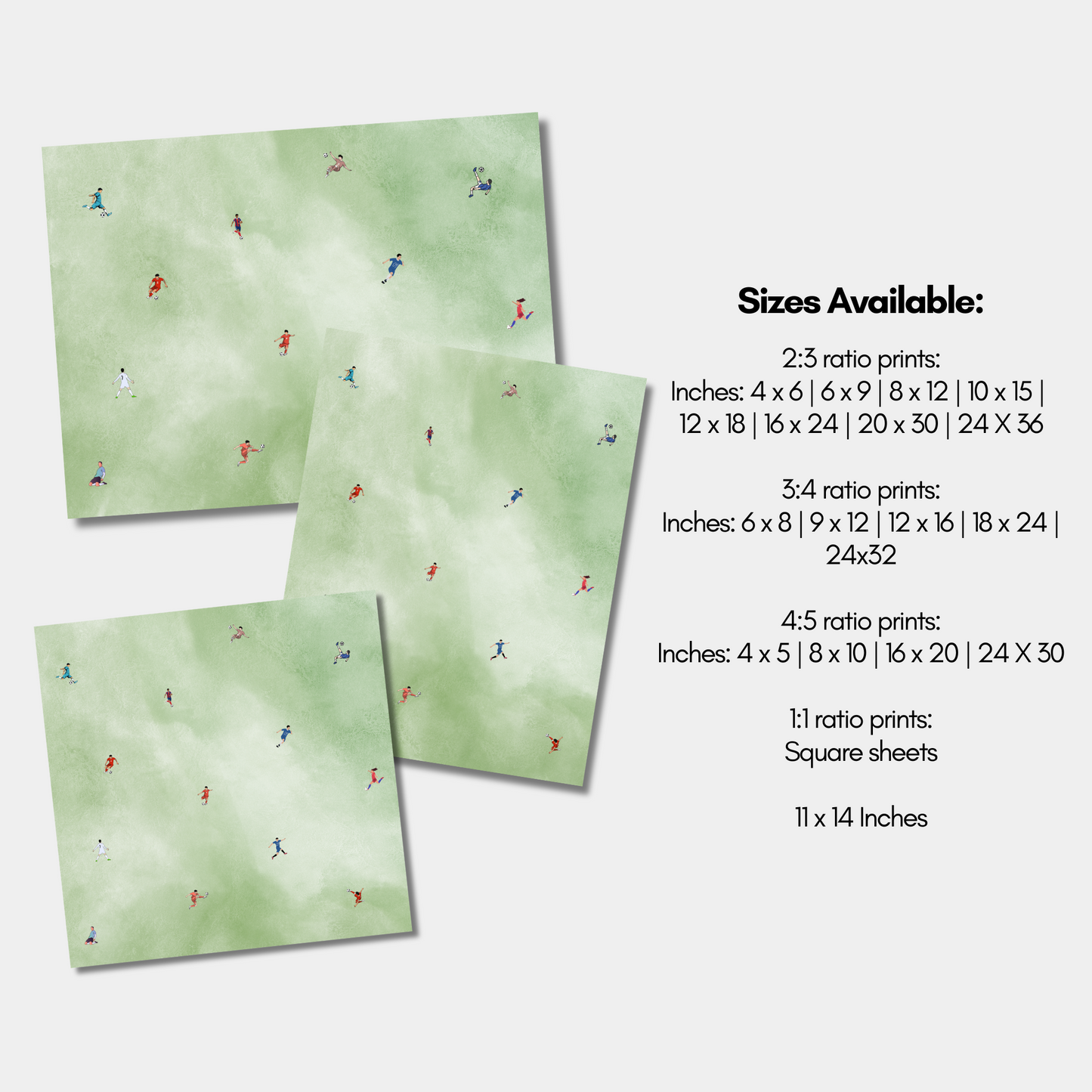 Soccer Wall Art Print Minimalist Tiny Players Poster