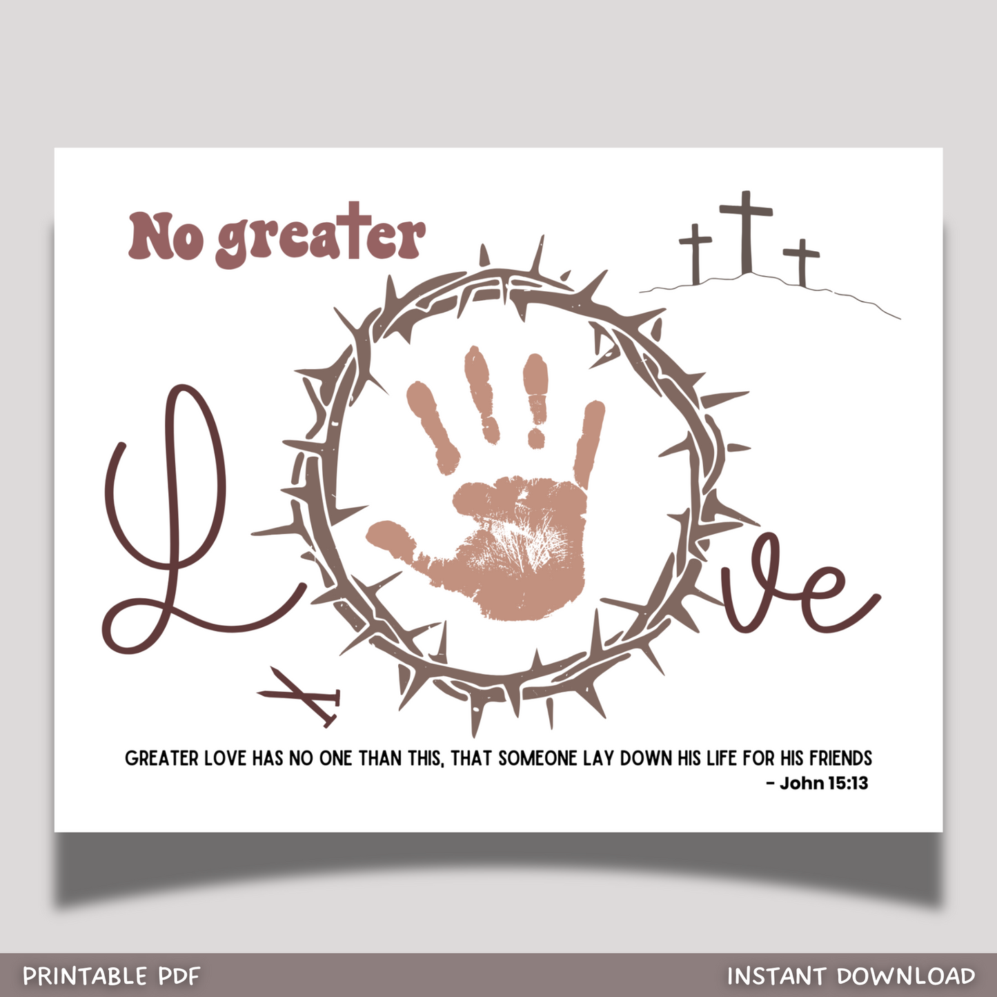 Easter Handprint Craft Printable, DIY Religious Christian Focus Keepsake Art for Kids Sunday School Church Activity