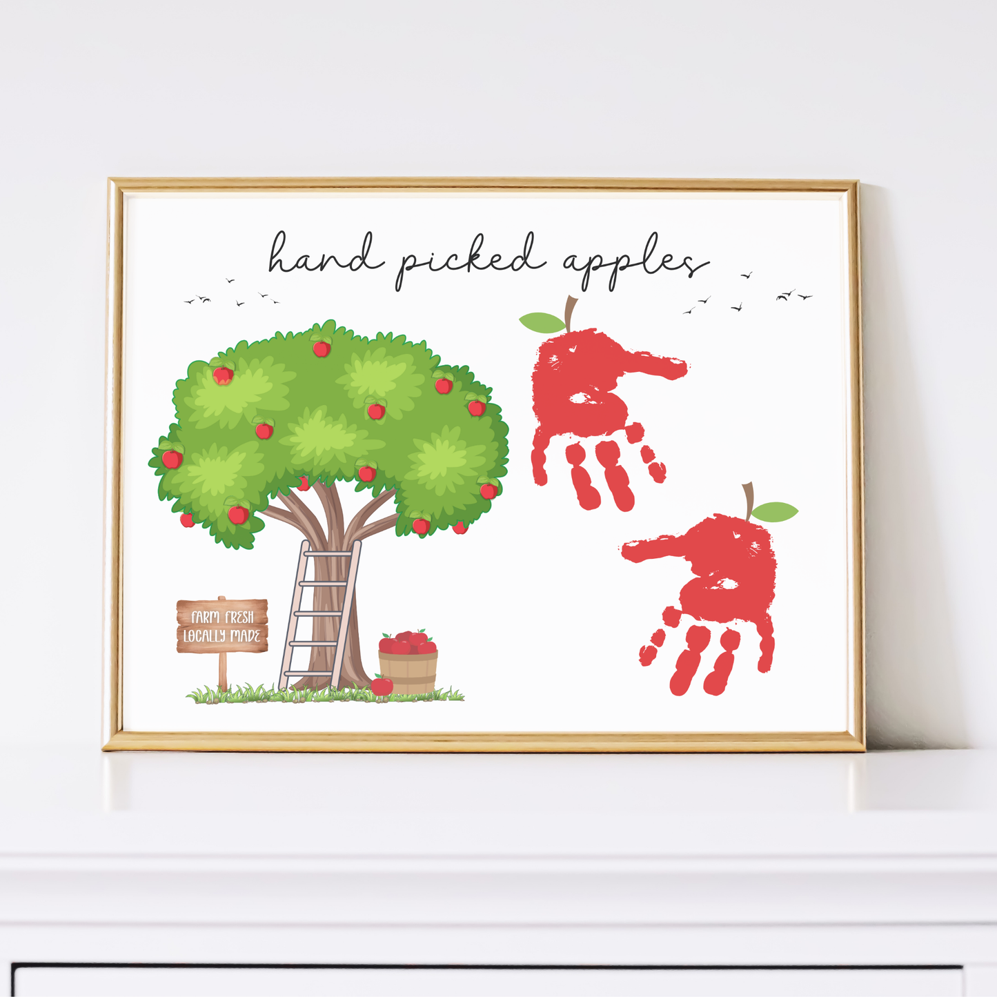 Fall Handprint Craft Printable, Autumn Apples Activity DIY Art for Kids