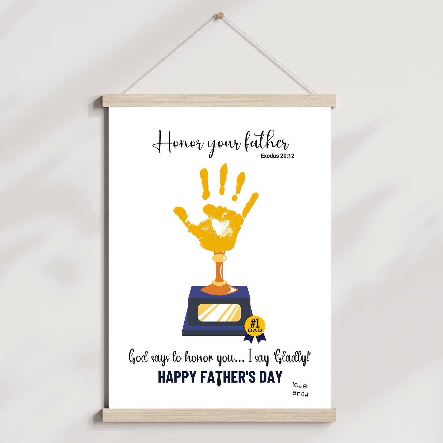 Father's Day Bible Craft Kids Printable, DIY Handprint Card Religious Art Sunday School Activity Gift for Dad Grandpa