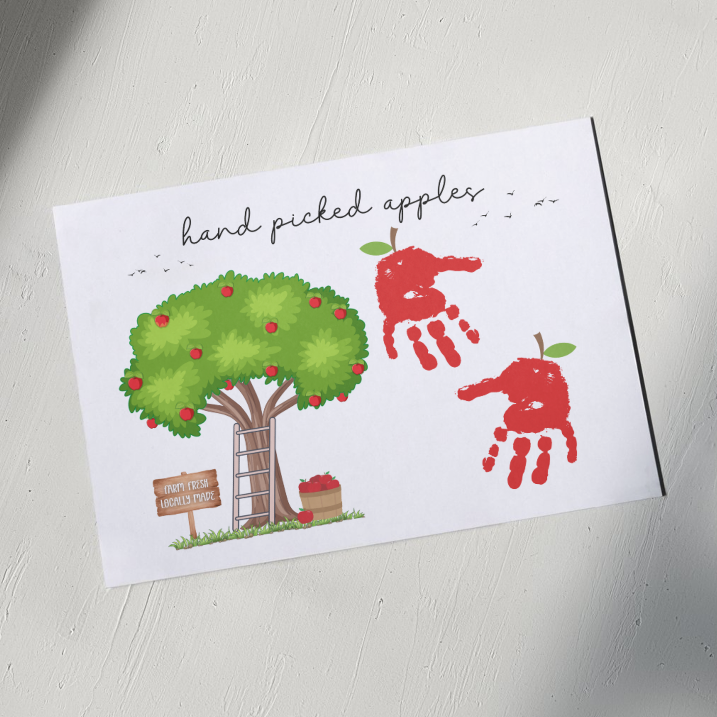 Fall Handprint Craft Printable, Autumn Apples Activity DIY Art for Kids