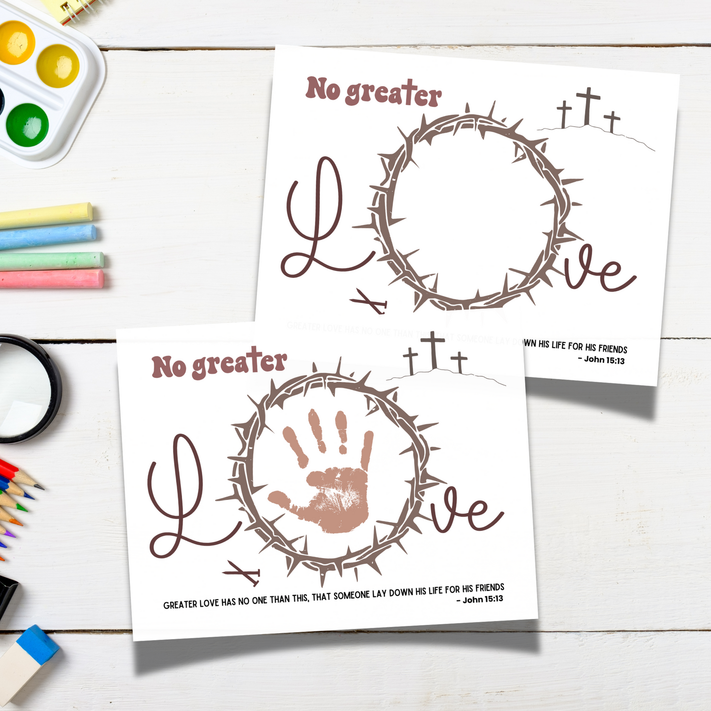 Easter Handprint Craft Printable, DIY Religious Christian Focus Keepsake Art for Kids Sunday School Church Activity