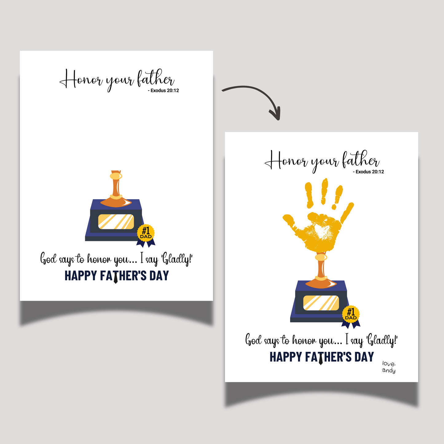 Father's Day Bible Craft Kids Printable, DIY Handprint Card Religious Art Sunday School Activity Gift for Dad Grandpa