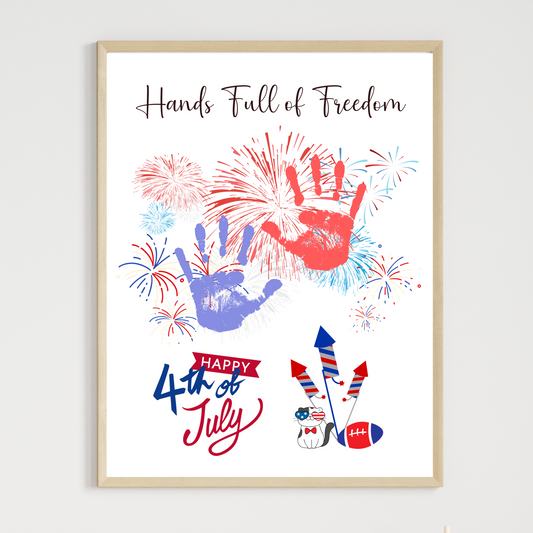 4th of July Fireworks Handprint Art Printable, DIY Craft Activity for Kids