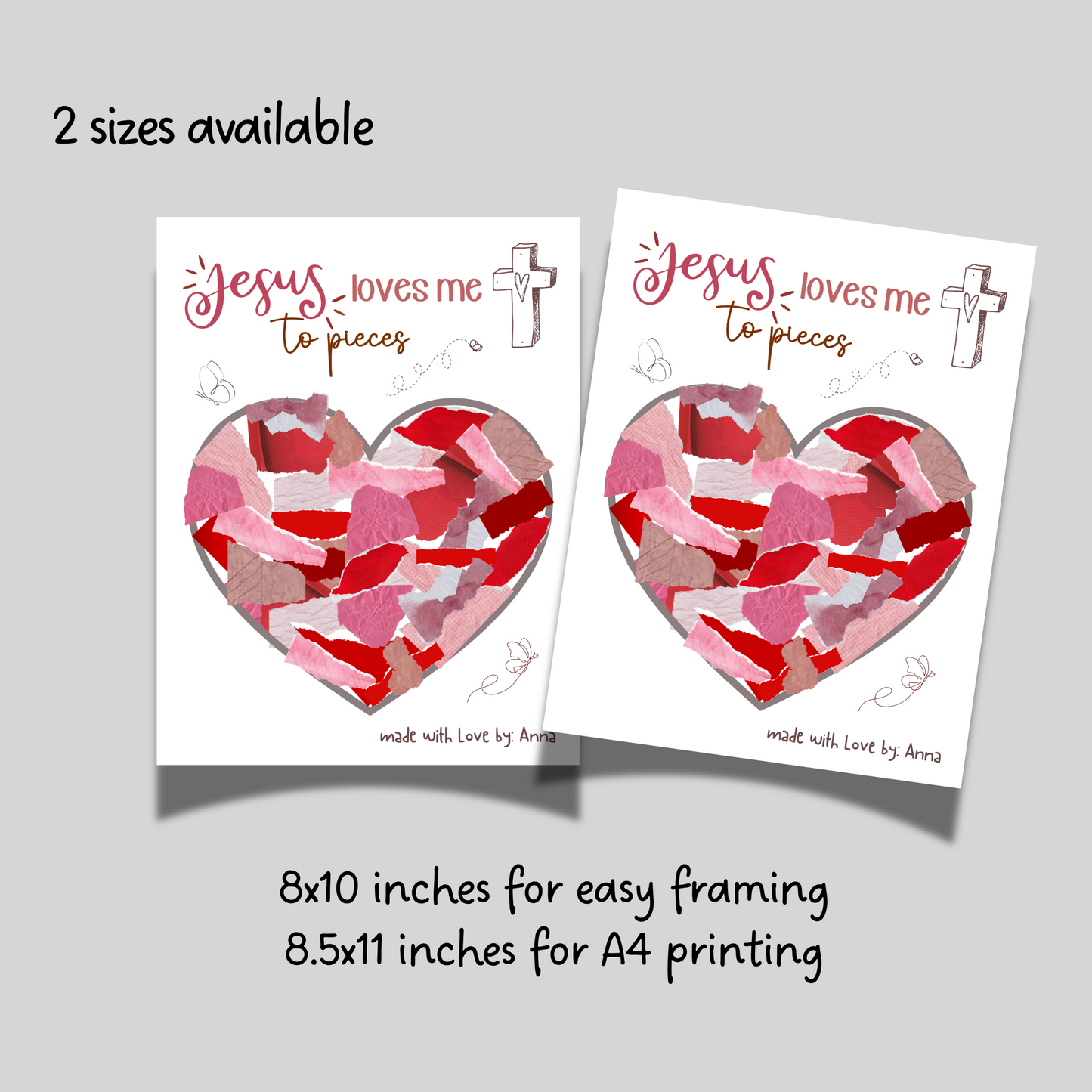Jesus Loves Me to Pieces Christian Craft Printable, DIY Valentine’s Day Art