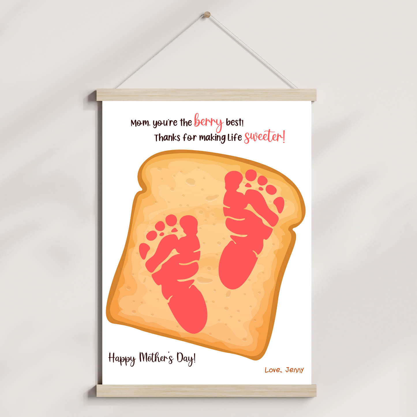 Mothers Day Footprint Craft for Kids Printable, Card Handprint Art Activity Personalized Mom Birthday Gift