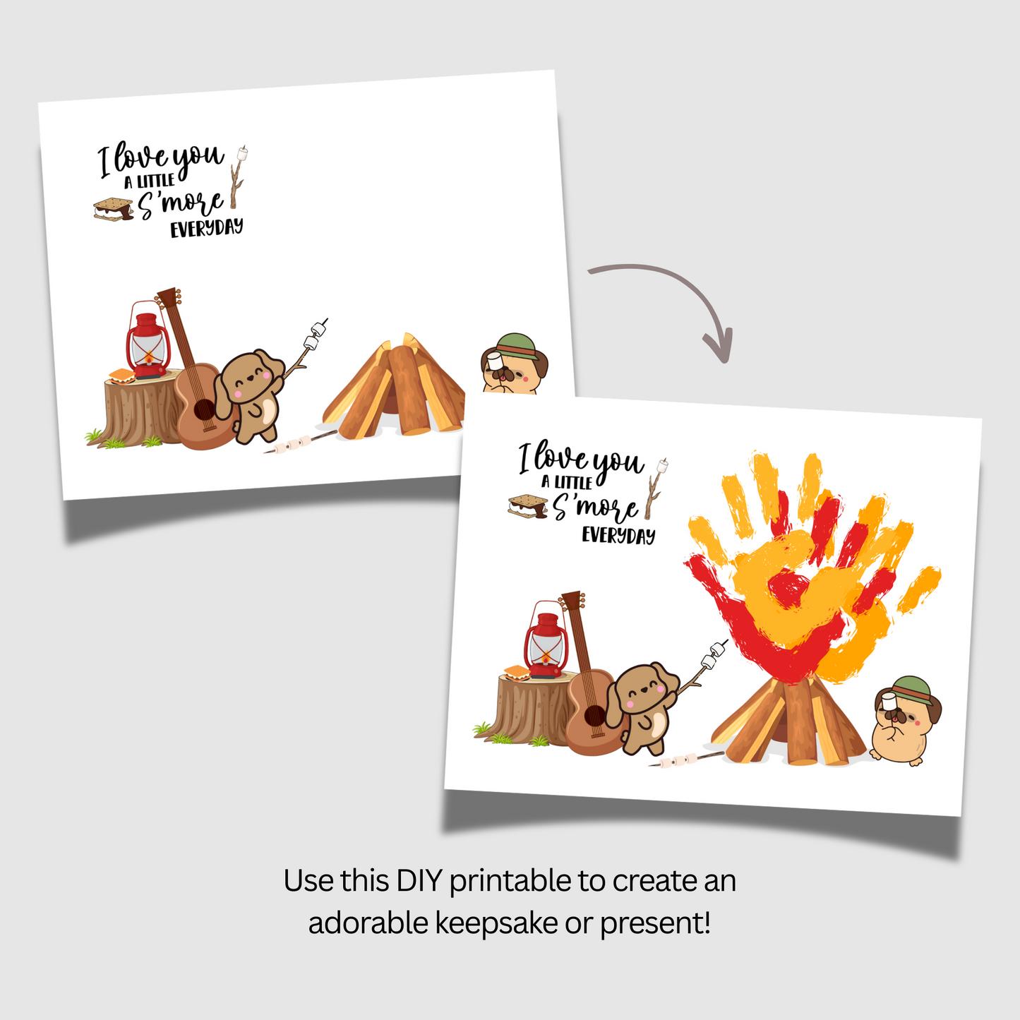 Camping Handprint Craft Printable, DIY Fall Art Activity for Kids