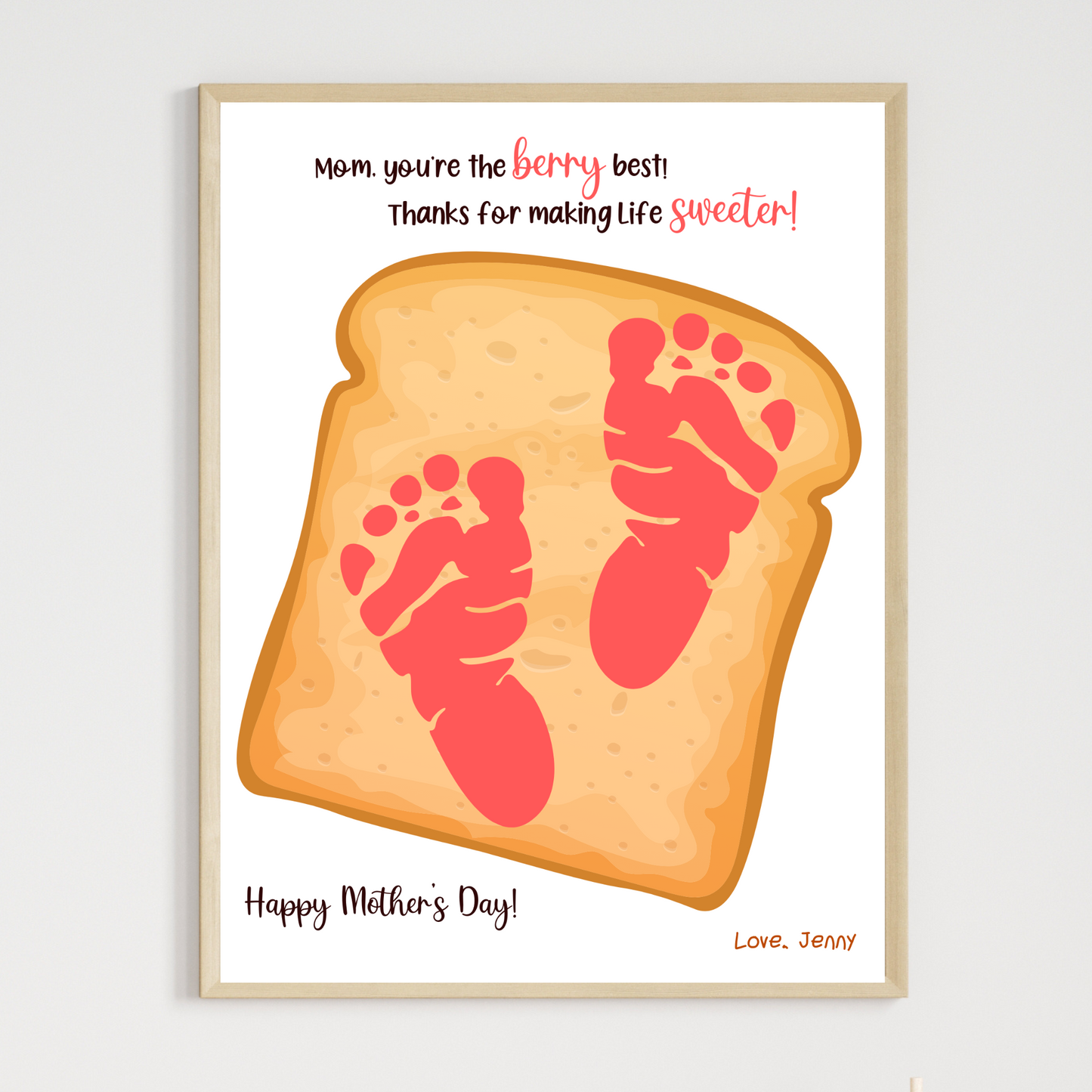 Mothers Day Footprint Craft for Kids Printable, Card Handprint Art Activity Personalized Mom Birthday Gift