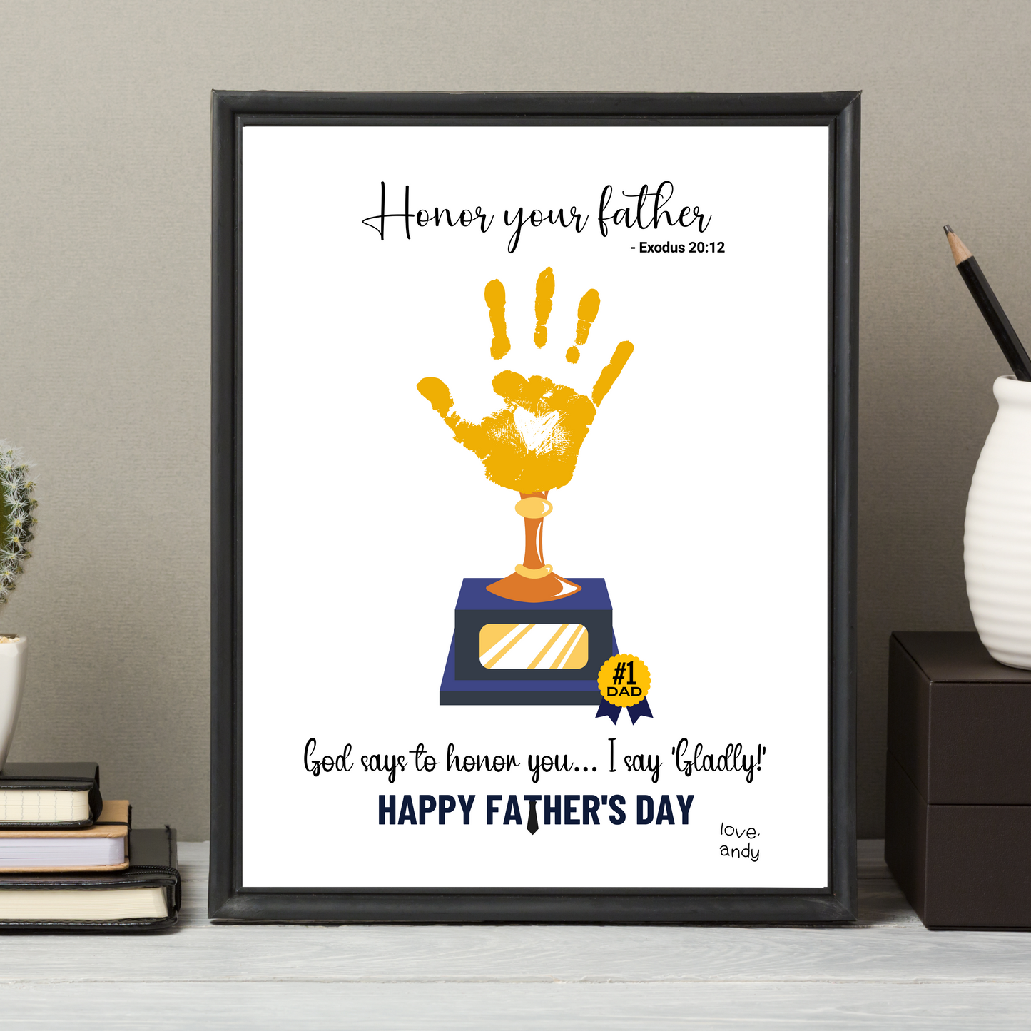 Father's Day Bible Craft Kids Printable, DIY Handprint Card Religious Art Sunday School Activity Gift for Dad Grandpa