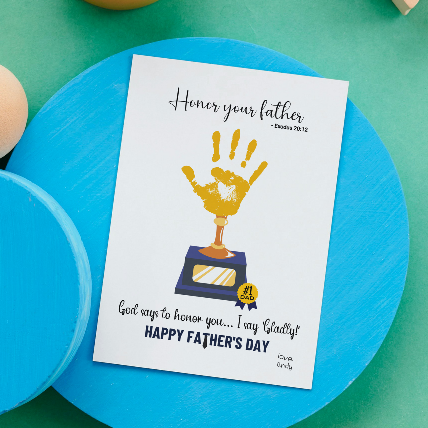Father's Day Bible Craft Kids Printable, DIY Handprint Card Religious Art Sunday School Activity Gift for Dad Grandpa