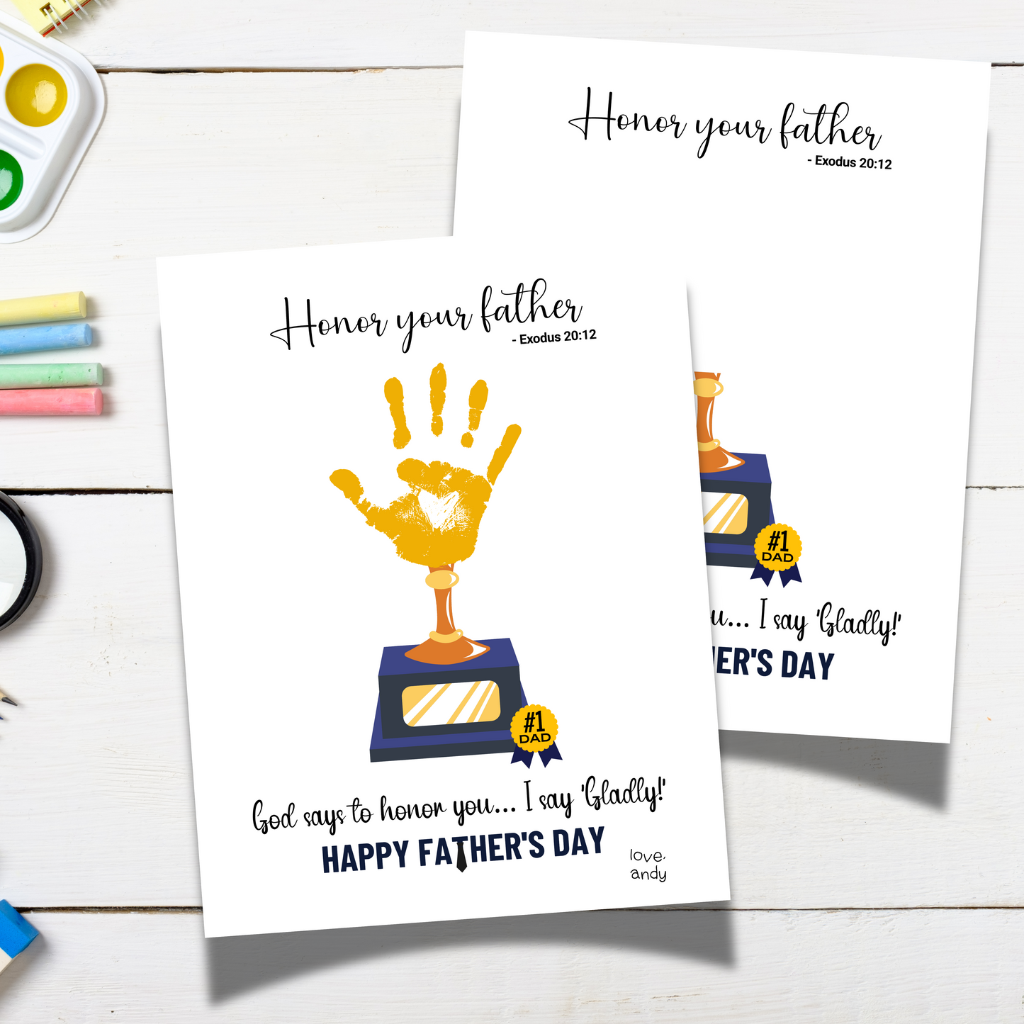 Father's Day Bible Craft Kids Printable, DIY Handprint Card Religious Art Sunday School Activity Gift for Dad Grandpa