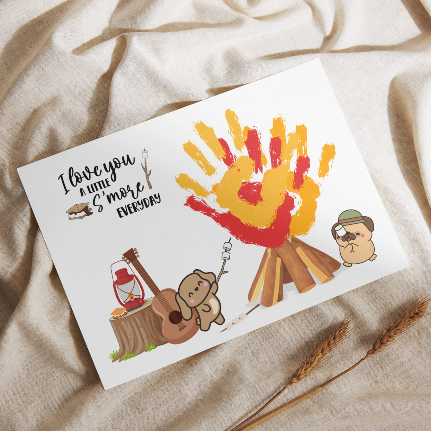 Camping Handprint Craft Printable, DIY Fall Art Activity for Kids