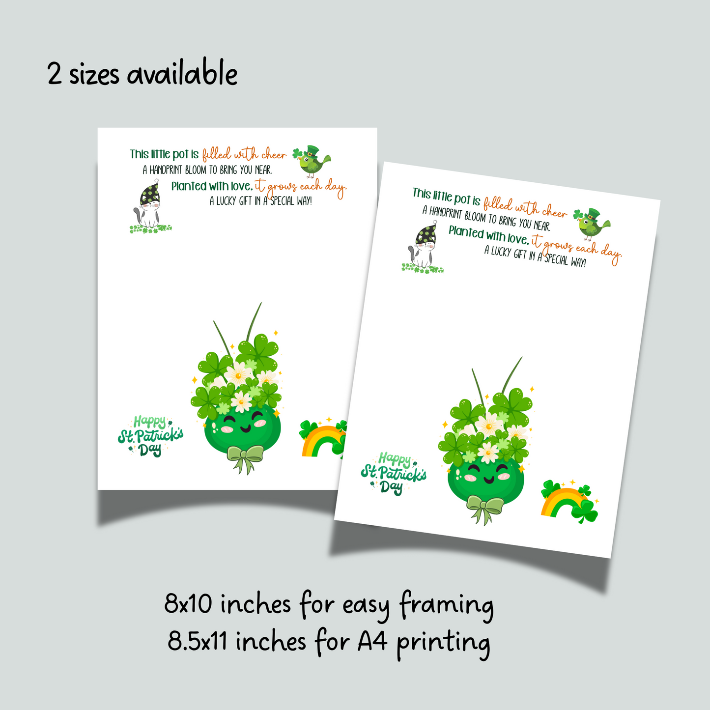 St Patricks Day Poem Handprint Craft Printable Gift DIY March Shamrock Art Keepsake for Kids