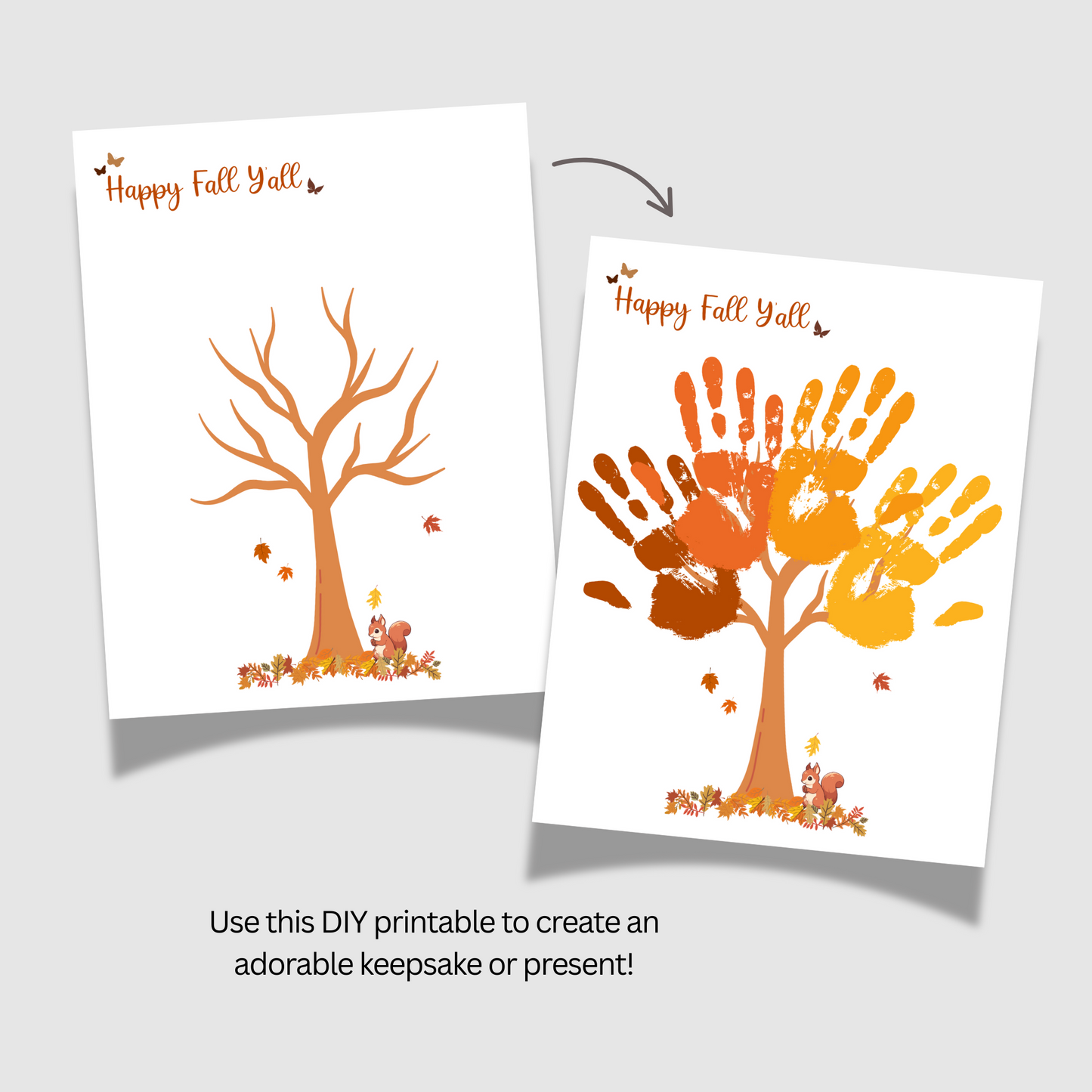 Happy Fall Y'all Handprint Crafts, DIY Autumn Art Activity for Kids