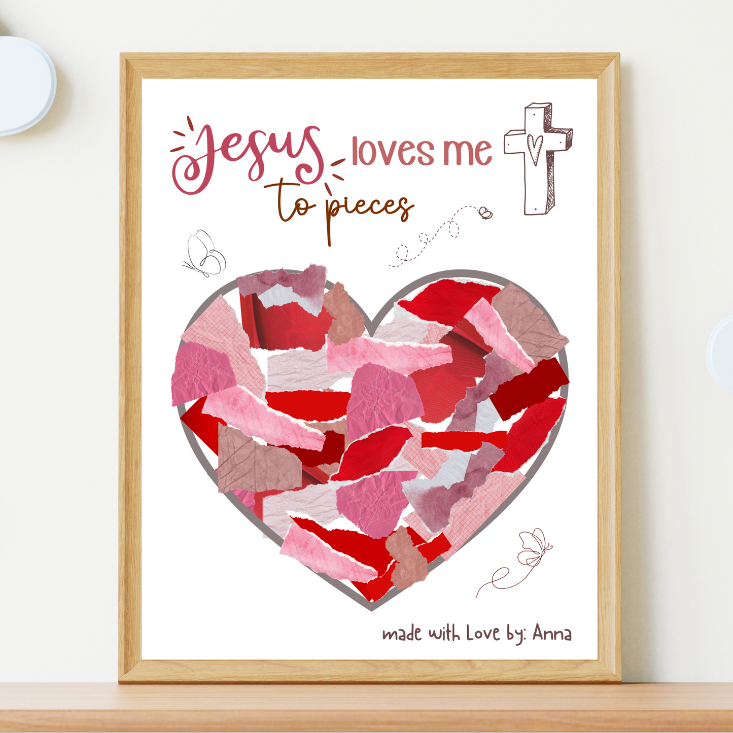 Jesus Loves Me to Pieces Christian Craft Printable, DIY Valentine’s Day Art
