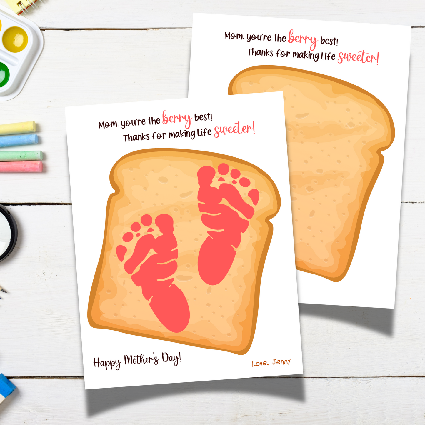 Mothers Day Footprint Craft for Kids Printable, Card Handprint Art Activity Personalized Mom Birthday Gift