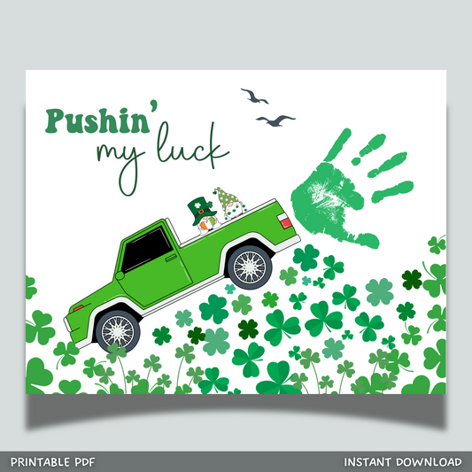 St Patricks Day Clover Handprint Craft Printable DIY March Shamrock Art for Kids
