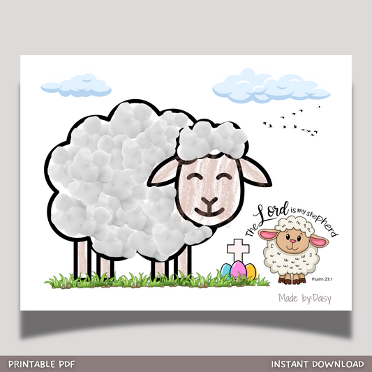 Easter Sheep Lamb Craft Printable Template, DIY Art Religious Keepsake for Kids
