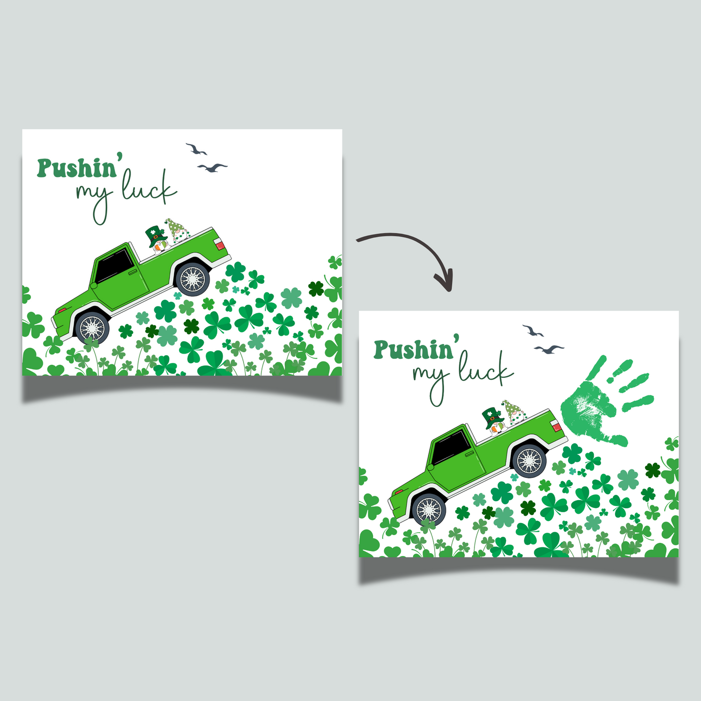 St Patricks Day Clover Handprint Craft Printable Gift DIY March Shamrock Art Keepsake for Kids