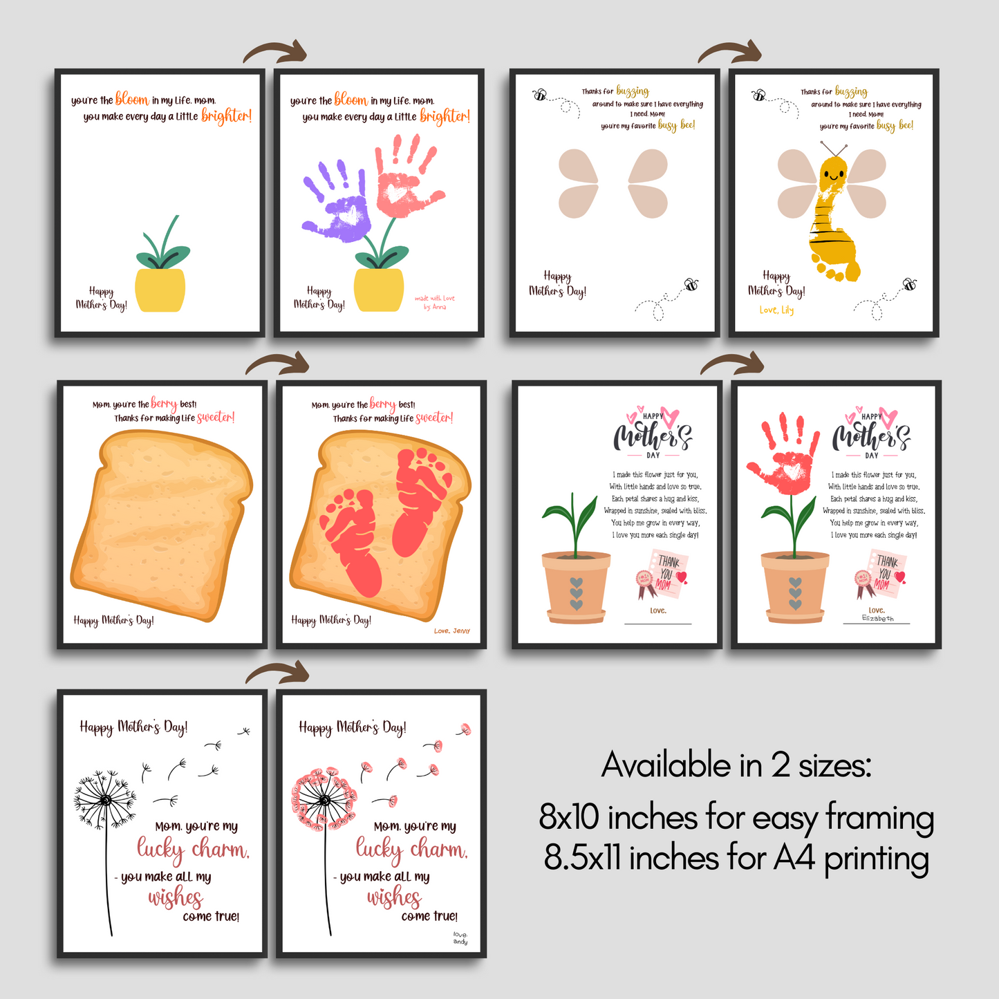 Mothers Day Handprint Craft Bundle for Kids Printable Card Art Activity Mom Gift