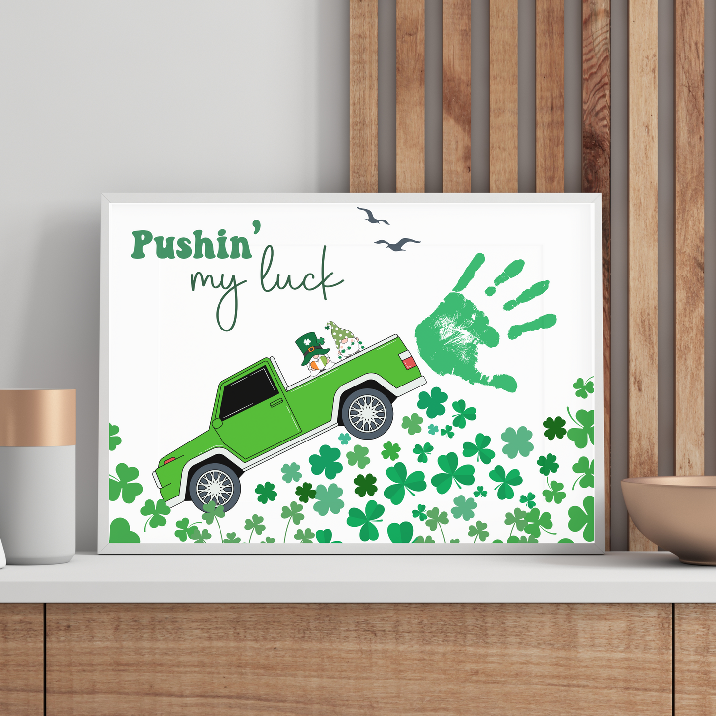 St Patricks Day Clover Handprint Craft Printable Gift DIY March Shamrock Art Keepsake for Kids