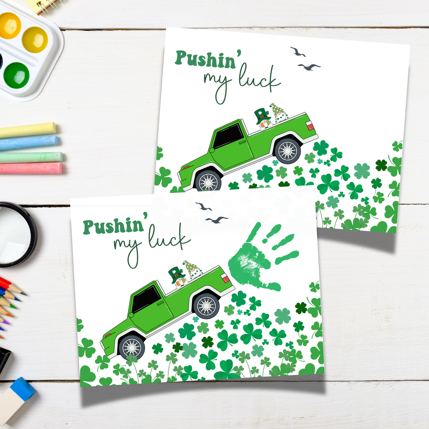 St Patricks Day Clover Handprint Craft Printable Gift DIY March Shamrock Art Keepsake for Kids