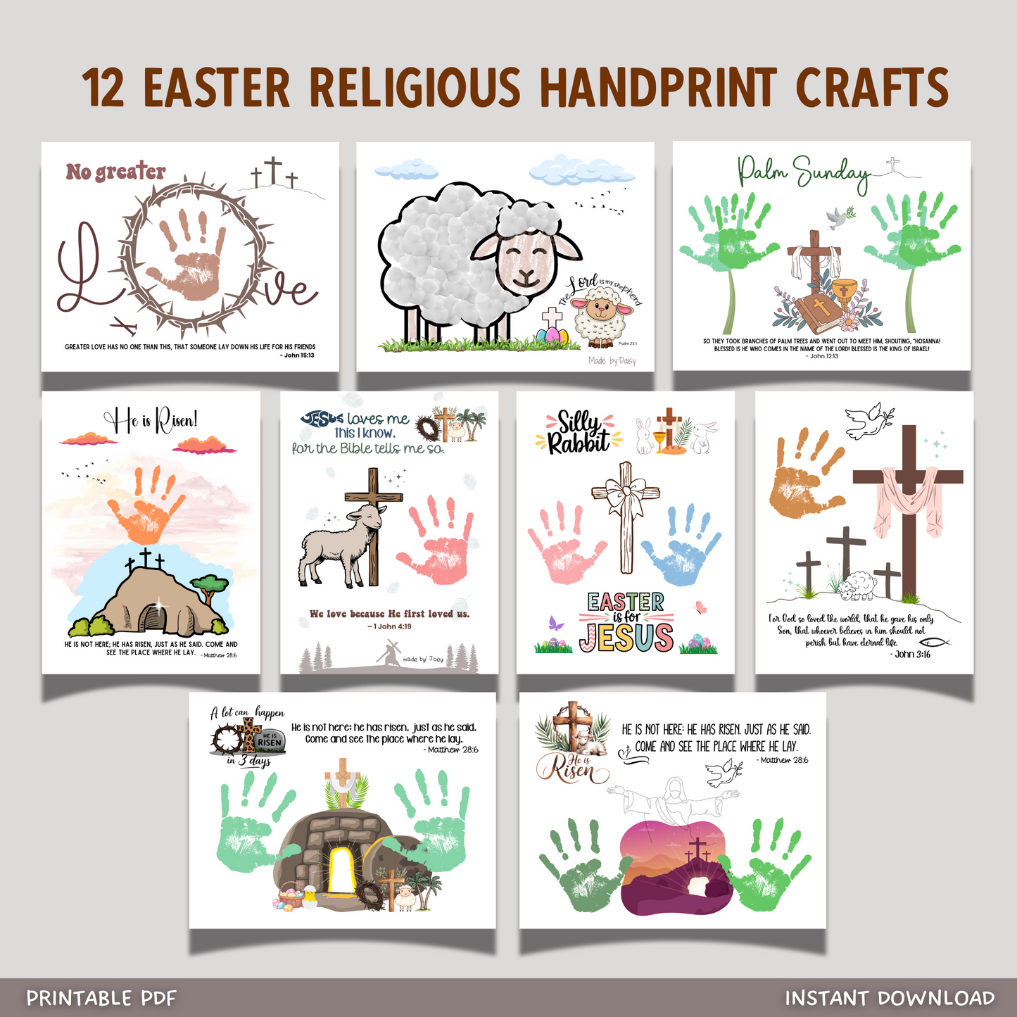 Religious Easter Crafts Printable, DIY Christian Keepsake Art for Kids Holy Week Activity