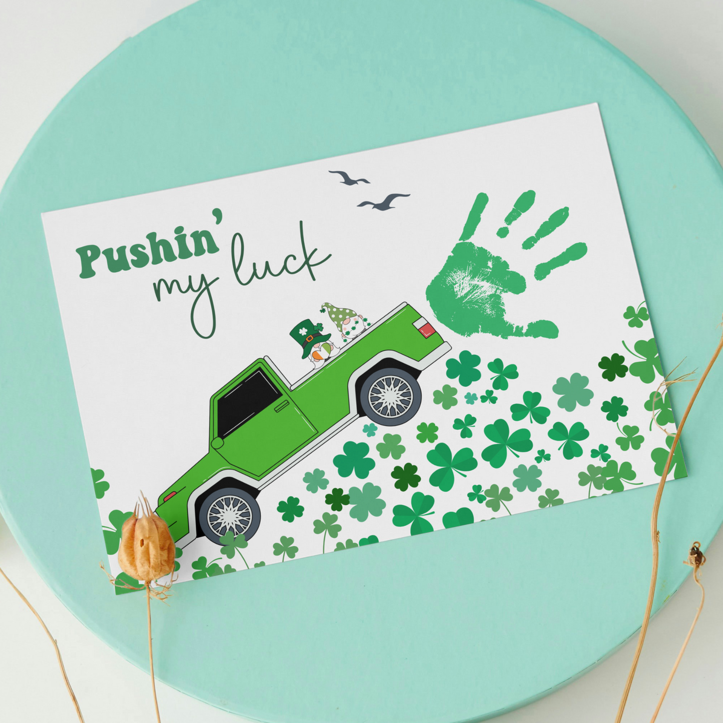 St Patricks Day Clover Handprint Craft Printable Gift DIY March Shamrock Art Keepsake for Kids