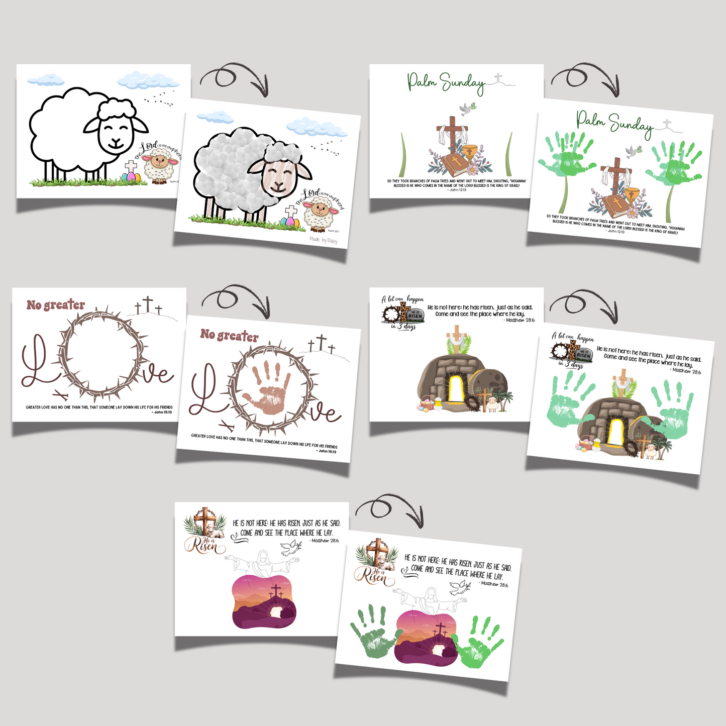 Religious Easter Crafts Printable, DIY Christian Keepsake Art for Kids