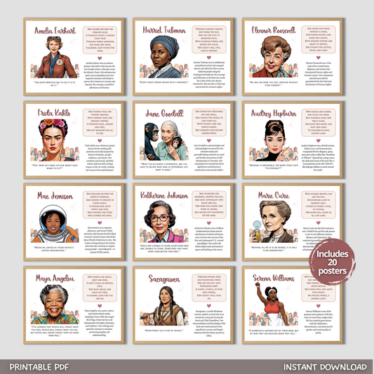 Womens History Month Posters Printable, Classroom School March Bulletin Board Art